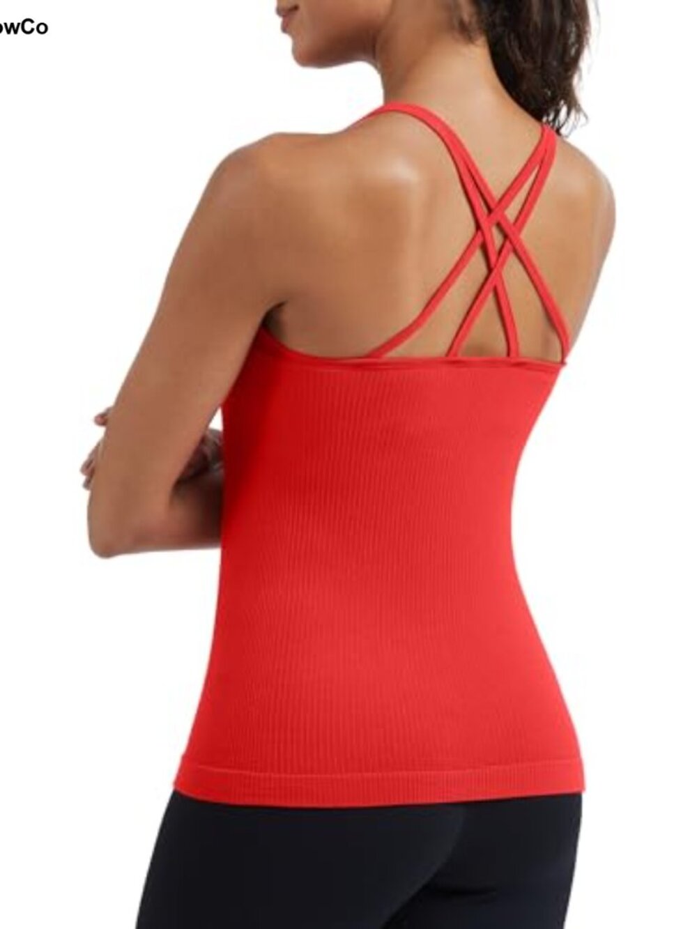 Seamless Criss Cross Back Workout Tank Top for Women with Built-in Bra